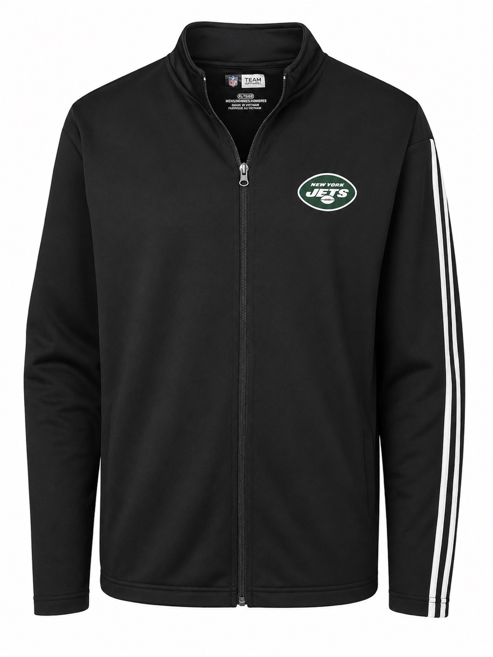 NFL Team Apparel New York Jets Full Zip Track Jacket Black White Striped Men’s